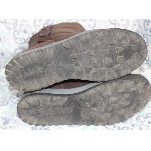 Lands End Womens 8B Brown Casual Suede Mid Calf Winter Boots