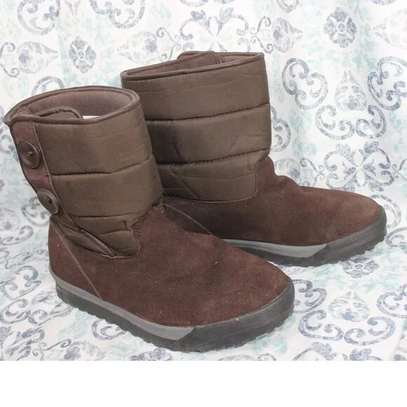 Lands End Womens 8B Brown Casual Suede Mid Calf Winter Boots