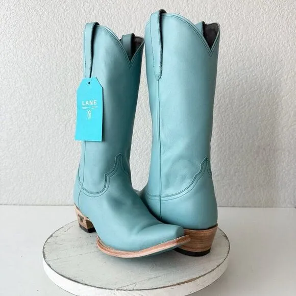 Lane EMMA JANE Womens Cowboy Boots Sz 9.5 Turquoise Leather Western Cowgirl Tall