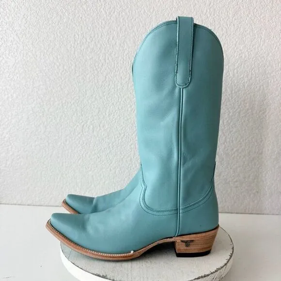 Lane EMMA JANE Womens Cowboy Boots Sz 9.5 Turquoise Leather Western Cowgirl Tall