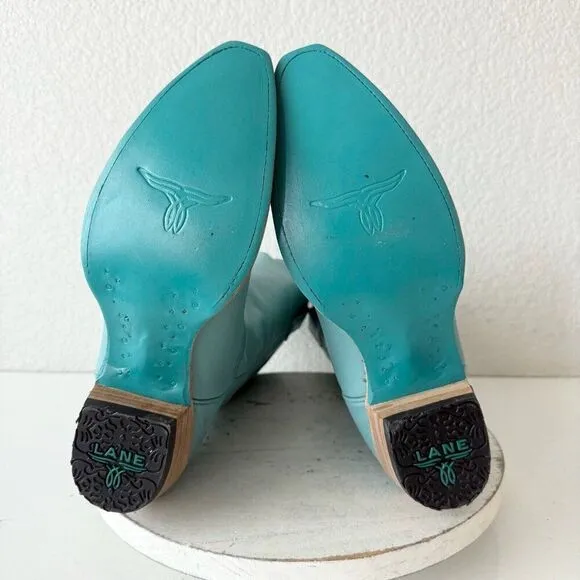 Lane EMMA JANE Womens Cowboy Boots Sz 9.5 Turquoise Leather Western Cowgirl Tall