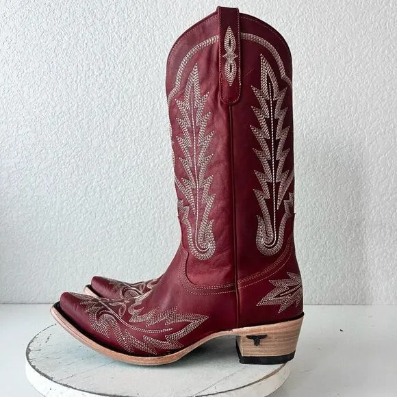 Lane LEXINGTON Womens Cowboy Boots Size 9 Red Leather Western Tall Cowgirl Boots