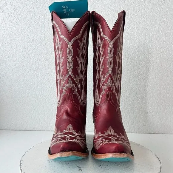 Lane LEXINGTON Womens Cowboy Boots Size 9 Red Leather Western Tall Cowgirl Boots