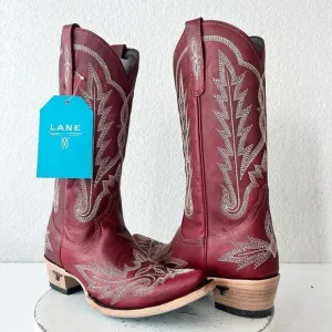 Lane LEXINGTON Womens Cowboy Boots Size 9 Red Leather Western Tall Cowgirl Boots