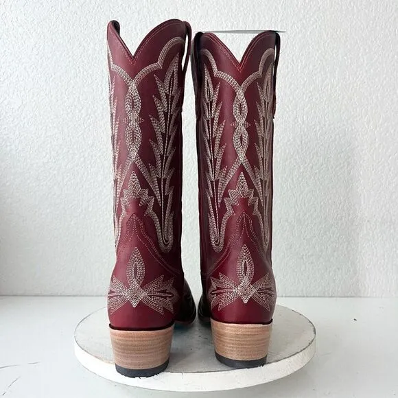 Lane LEXINGTON Womens Cowboy Boots Size 9 Red Leather Western Tall Cowgirl Boots