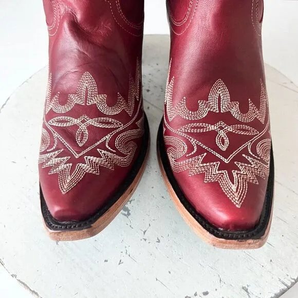 Lane LEXINGTON Womens Cowboy Boots Size 9 Red Leather Western Tall Cowgirl Boots