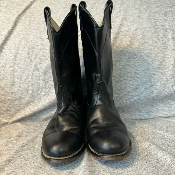 LAREDO 6902 10” Black Leather Roper Boots, Women’s Size 5.5, Vintage, GUC