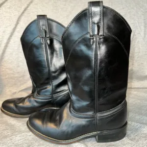LAREDO 6902 10” Black Leather Roper Boots, Women’s Size 5.5, Vintage, GUC