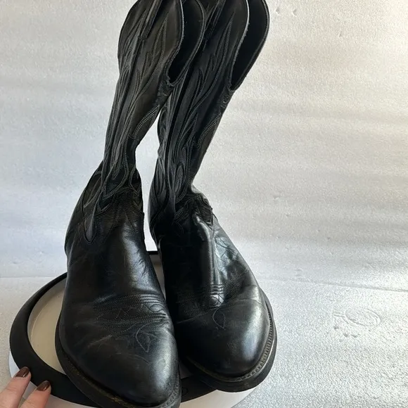 Laredo Cowboy Boots 10D Men’s Made in the USA Leather Upper Black Work Dance
