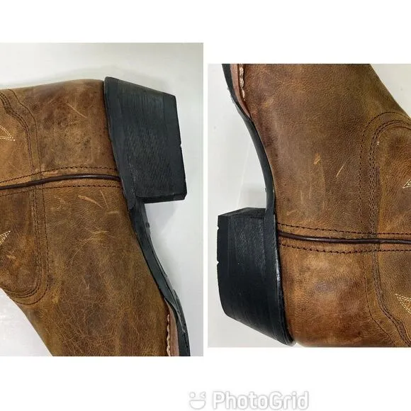 Laredo Men's Cowboy Boots Brown Western Size 9 EW Heat Oil Resistant Soles