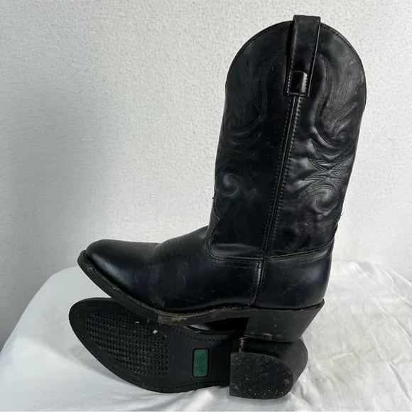 Laredo Paris Black Leather Single Stitch Welt Western Cowboy Work Men’s 8.5 EW