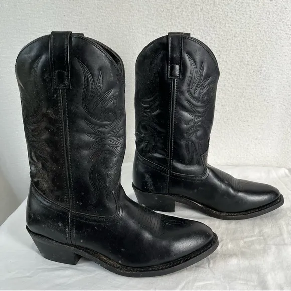 Laredo Paris Black Leather Single Stitch Welt Western Cowboy Work Men’s 8.5 EW
