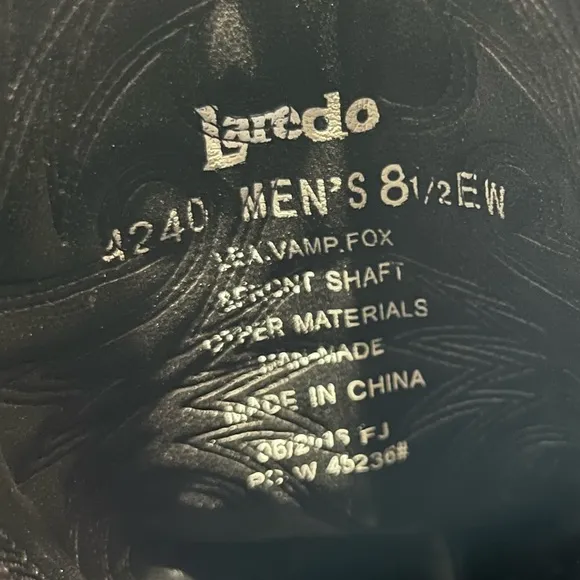 Laredo Paris Black Leather Single Stitch Welt Western Cowboy Work Men’s 8.5 EW