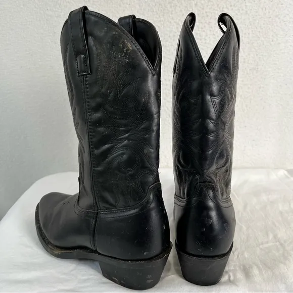Laredo Paris Black Leather Single Stitch Welt Western Cowboy Work Men’s 8.5 EW