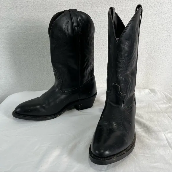 Laredo Paris Black Leather Single Stitch Welt Western Cowboy Work Men’s 8.5 EW