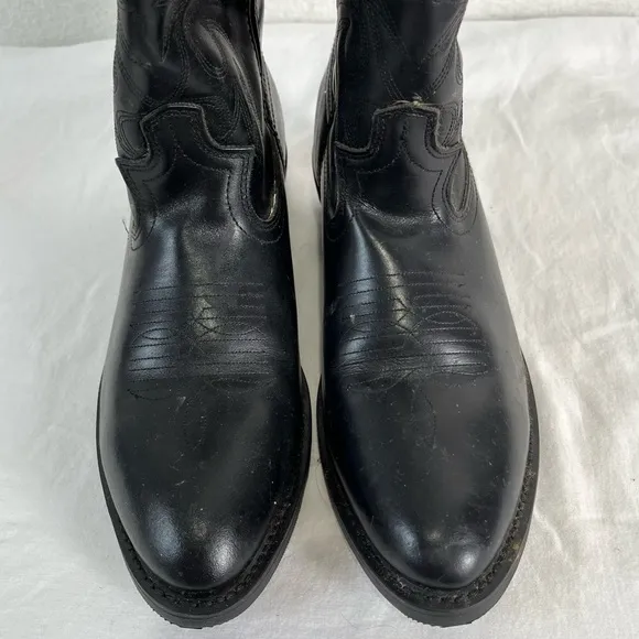 Laredo Paris Black Leather Single Stitch Welt Western Cowboy Work Men’s 8.5 EW