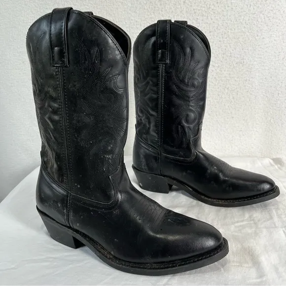 Laredo Paris Black Leather Single Stitch Welt Western Cowboy Work Men’s 8.5 EW