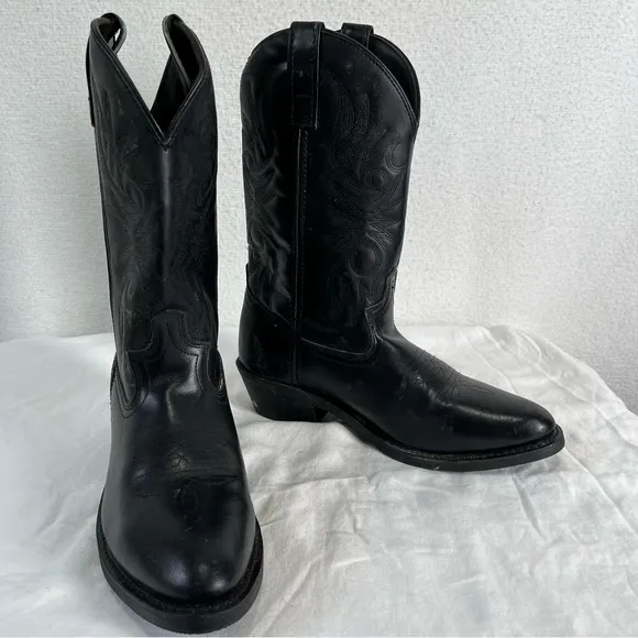 Laredo Paris Black Leather Single Stitch Welt Western Cowboy Work Men’s 8.5 EW