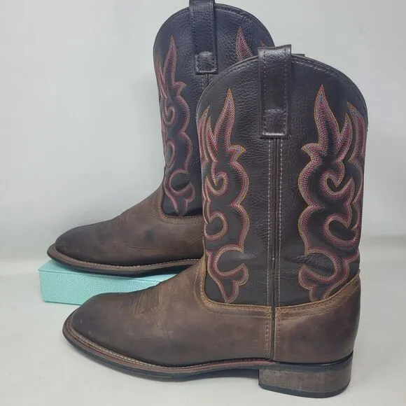 LAREDO WESTERN BOOTS 7898 LODI COWBOY BOOTS MENS sz 11.5 D Brown Leather Embroid