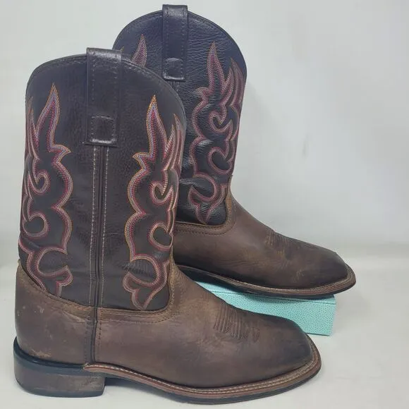 LAREDO WESTERN BOOTS 7898 LODI COWBOY BOOTS MENS sz 11.5 D Brown Leather Embroid