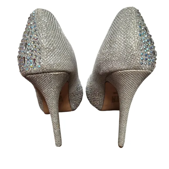 Lauren Lorraine Silver Rhinestone Embellished Stilleto Platform Bella Size 10