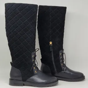 Lauren Ralph Lauren Hollie II Tall Riding Boots Womens 6.5 Black Quilted New