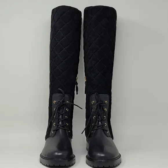 Lauren Ralph Lauren Hollie II Tall Riding Boots Womens 6.5 Black Quilted New