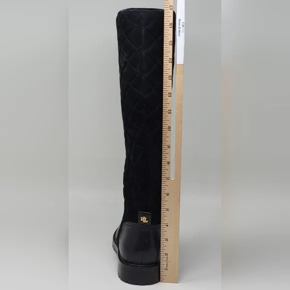 Lauren Ralph Lauren Hollie II Tall Riding Boots Womens 6.5 Black Quilted New