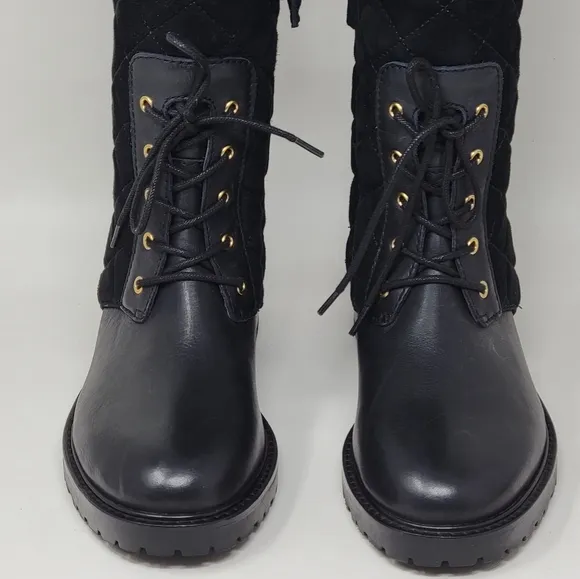 Lauren Ralph Lauren Hollie II Tall Riding Boots Womens 6.5 Black Quilted New
