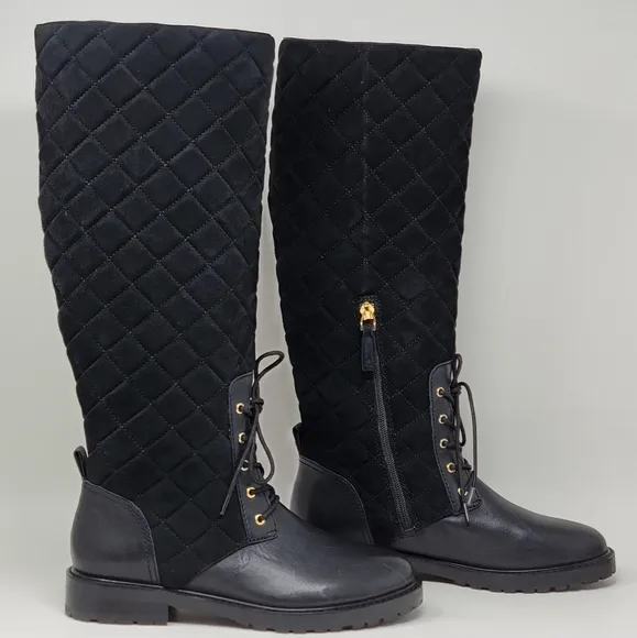 Lauren Ralph Lauren Hollie II Tall Riding Boots Womens 6.5 Black Quilted New