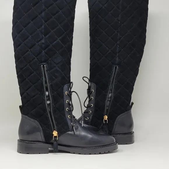 Lauren Ralph Lauren Hollie II Tall Riding Boots Womens 6.5 Black Quilted New