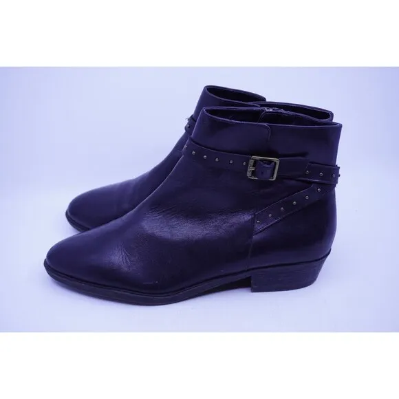 Lauren Ralph Lauren Shaw Leather Studded Ankle Boots Low Heel Business Size 9B