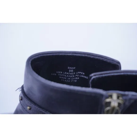 Lauren Ralph Lauren Shaw Leather Studded Ankle Boots Low Heel Business Size 9B