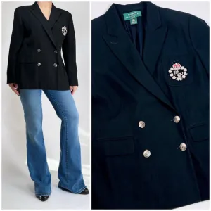 Lauren Ralph Lauren Womans Blazer Worsted Wool Black Petite