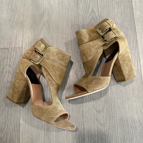 Laurence Dacade Rush Cutout Suede Open Toe Heeled Sandals 7.5