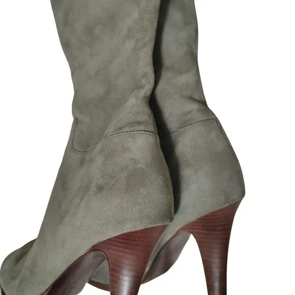 Leather Cole Haan Nike Collaboration Gray Suede Tall Zip Up Boots Size 7.5 AA