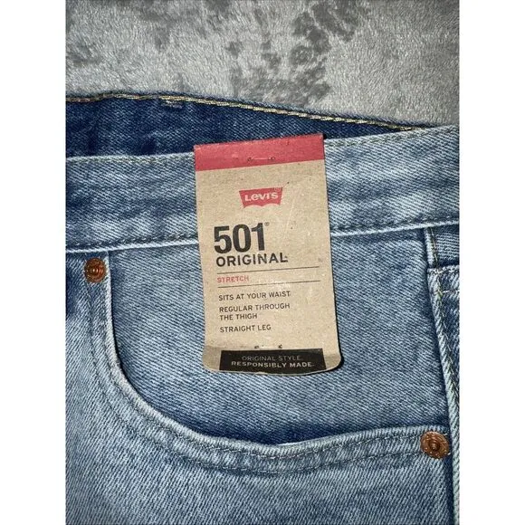 LEVI'S 501 Size 40 x 30 Stretch Straight Leg Button Fly Jean‎ MSRP $69 NWT