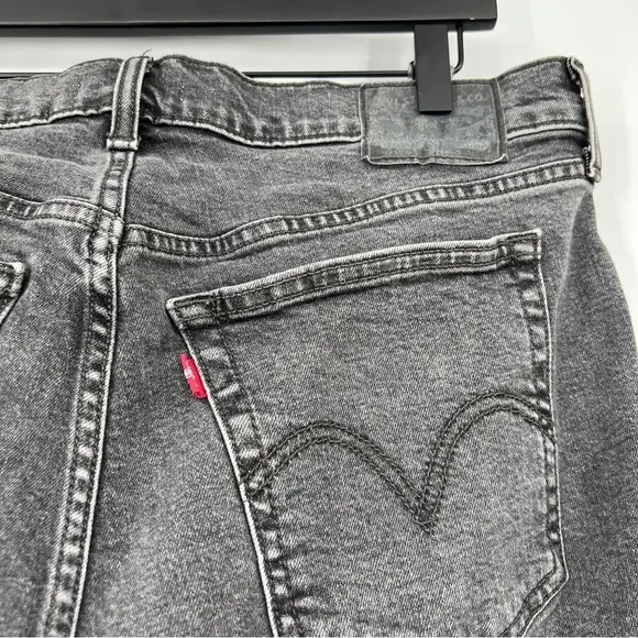 Levi's Grey Wash Button Placket Wedgie Skinny Faded Whiskered Denim Jeans