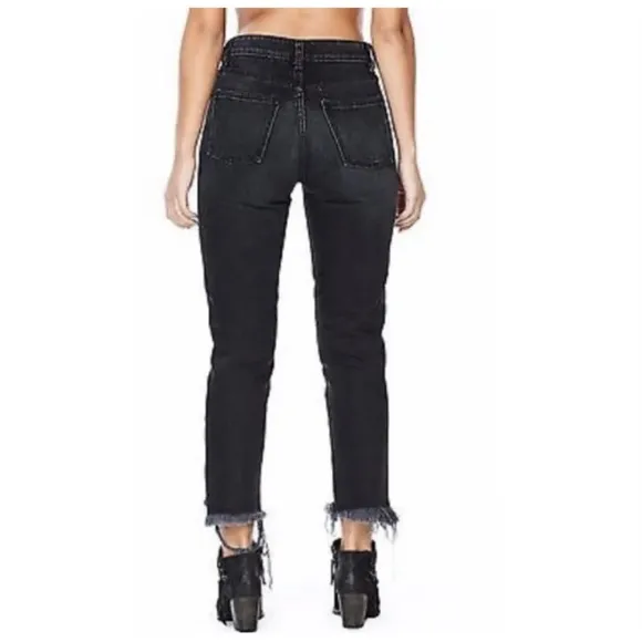 LF CARMAR Black Distressed Studded Ankle Jeans