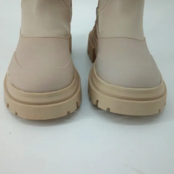 Like New Zara Girl's Cream Beige Tall Rain Snow Rubber Boots Zipper Closure 30