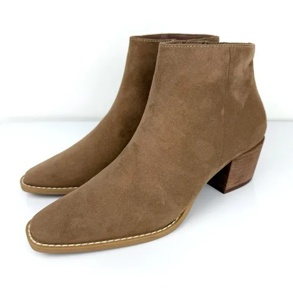 Linea Paolo Women's Windy Snip Toe Block Heel Bootie Tan Size 6