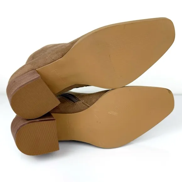 Linea Paolo Women's Windy Snip Toe Block Heel Bootie Tan Size 6