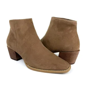Linea Paolo Women's Windy Snip Toe Block Heel Bootie Tan Size 6