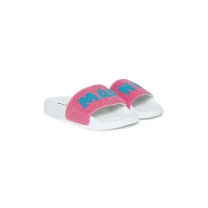 Little girls Marni embroidered logo fleece sandals
