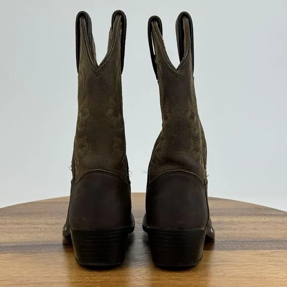 Little Kids Justin Brown Leather Classic Casual Western Cowboy Boots Size 10.5 C