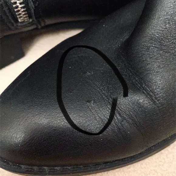 Liz Claiborne Renea Black Genuine Leather Tall Heeled Boots Size 6.5M