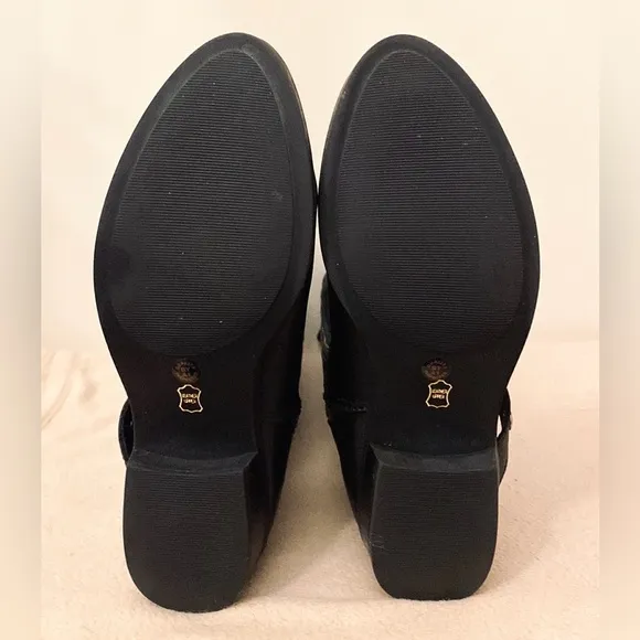 Liz Claiborne Renea Black Genuine Leather Tall Heeled Boots Size 6.5M