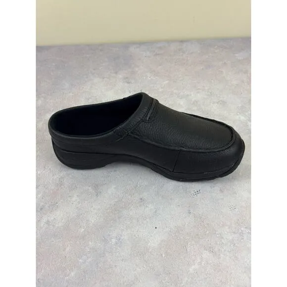 LL Bean Moc ll Mens Size 8.5 Wide Slip On Mule Clogs Shoes Black Leather 268224