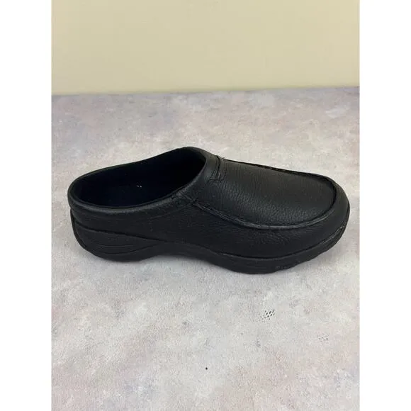 LL Bean Moc ll Mens Size 8.5 Wide Slip On Mule Clogs Shoes Black Leather 268224
