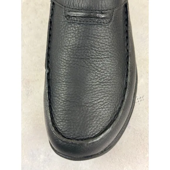 LL Bean Moc ll Mens Size 8.5 Wide Slip On Mule Clogs Shoes Black Leather 268224